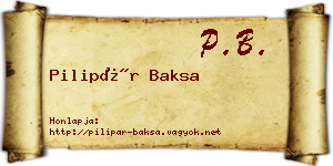 Pilipár Baksa névjegykártya